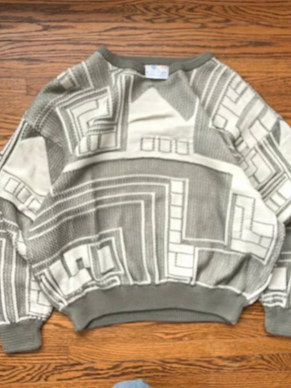 vintage grail Coogi Geometric Knit Sweater Grey/White M Made in Australia
